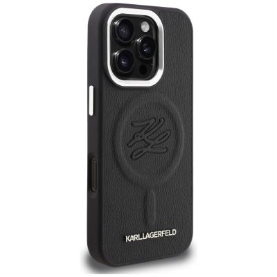 4. Karl Lagerfeld Initial & Metal Logo MagSafe Case for iPhone 16 Pro - Black
