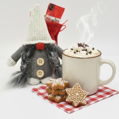 6. DECORATIVE SANTA CLAUS WITH GIFT BAG 15CM DARK GRAY