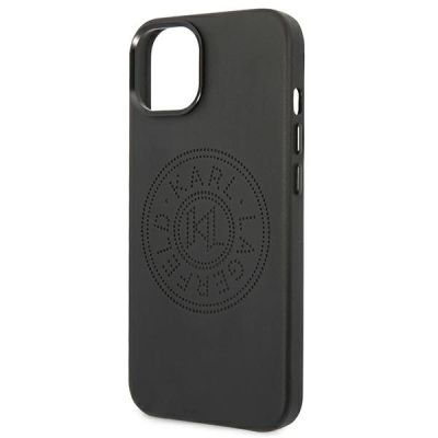 6. Karl Lagerfeld Leather Perforated Logo Case for iPhone 14 Plus - Black