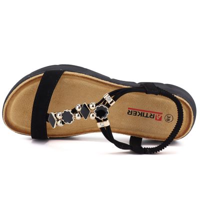 3. Women's black wedge sandals Artiker 58C0007