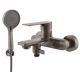 Metal bathroom mixer with a gray head