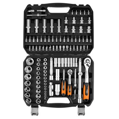4. Socket wrench set 1/2", 1/4", 110 pcs, satin