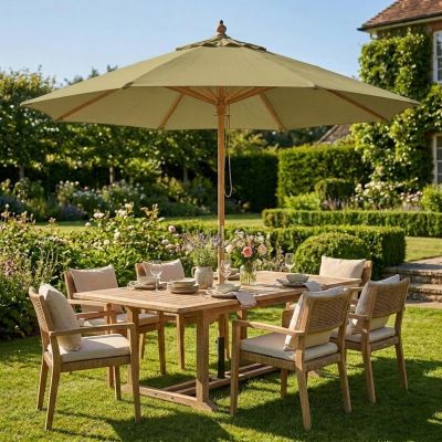 8. WOODEN GARDEN UMBRELLA 250 CM FOLDABLE GREEN