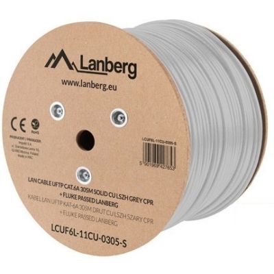6. LANBERG UFTP CABLE CAT 6A 305M CU LSZH WIRE GRAY CPR+FLUKE PASSED