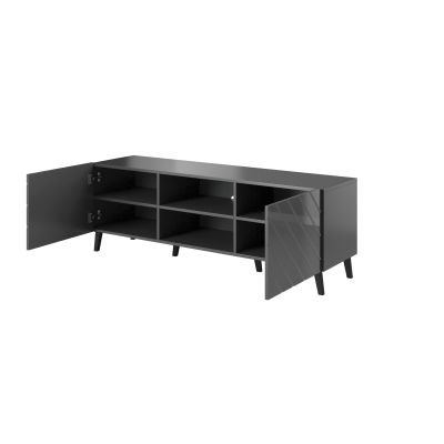 6. ABETO TV cabinet 150x42x52 graphite/glossy graphite