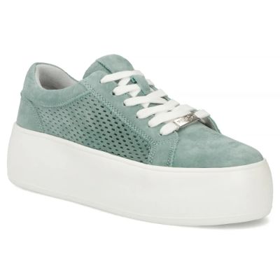 5. Women's leather sneakers openwork green Filippo DP7520/26
