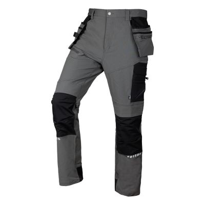 Mix&Match work trousers, 4-way stretch, with holsters, Cordura, gray and black, size S