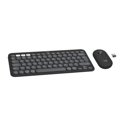 13. Logitech 920-012239 Keyboard Mouse Included Universal RF Wireless + Bluetooth QWERTY American International Graphite