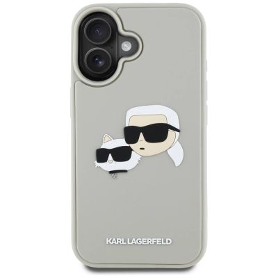 3. Karl Lagerfeld HC 3D Rubber Double Heads iPhone 16 Case - Beige