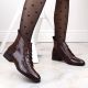 18. Filippo W PAW478B brown patent leather ankle boots with insulated crocodile skin