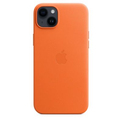 2. Apple Leather Case with MagSafe Orange, for iPhone 14 Plus