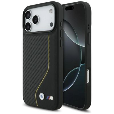 9. BMW M Carbon Line & Logo MagSafe Case for iPhone 17 Pro Max - Yellow