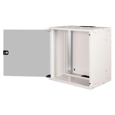 7. 19" 12U wall-mounted network cabinet, SOHO PRO 595 x 540 x 400 mm, glass door, gray, unassembled, 60 kg