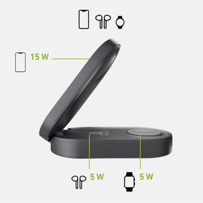 4. SBS 3-in-1 Foldable Wireless Charging Station QI2 MFI - Made for iPhone - Black