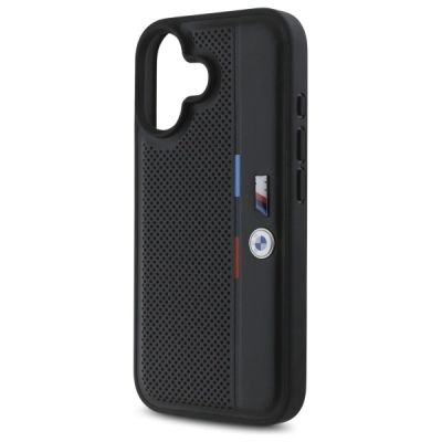 6. BMW M Perforated Tricolor Detail Line iPhone 16 Case - Black