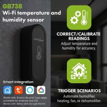 GREENBLUE OUTDOOR WIFI TEMPERATURE AND HUMIDITY SENSOR, ANDROID/IOS, 3.0V DC, LR03X2, IP65 GB741