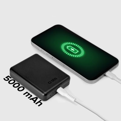7. SBS TEBB5000MAG1CK Wireless Power Bank 5000 mAh USB-C, MagSafe Compatible - Black