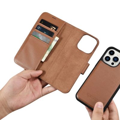 14. iCarer Wallet Case 2in1 Cover iPhone 14 Pro Max Leather Flip Cover Anti-RFID Brown (WMI14220728-BN)