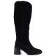 6. Women's leather cowboy boots with heels, suede, black, Vinceza 133103