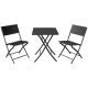 24. BALCONY FURNITURE SET TABLE 58X58X70CM AND 2 BLACK CHAIRS