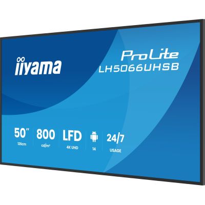7. iiyama LH5066UHSB-B1AG signage display Flat panel Digital Signage 127 cm (50") LCD Wi-Fi 800 cd/m2 4K Ultra HD Black Built-in processor Android 24/7