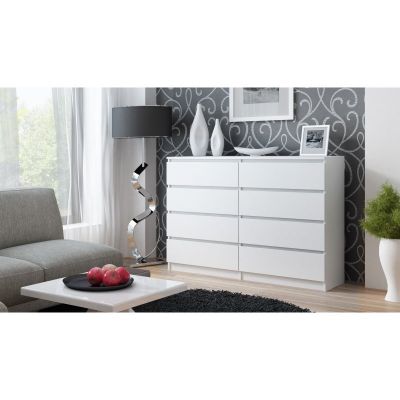 4. M8 MALWA CHEST OF DRAWERS 140CM WHITE 8 DRAWERS