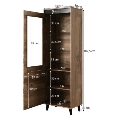 4. NORD display cabinet 60x38x182.5 oak wotan/anthracite