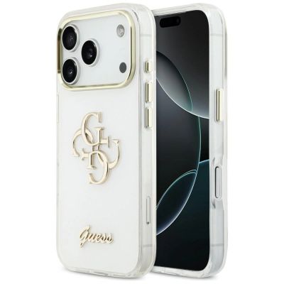 Guess IML 4G Script Metal Case for iPhone 17 Pro Max - White