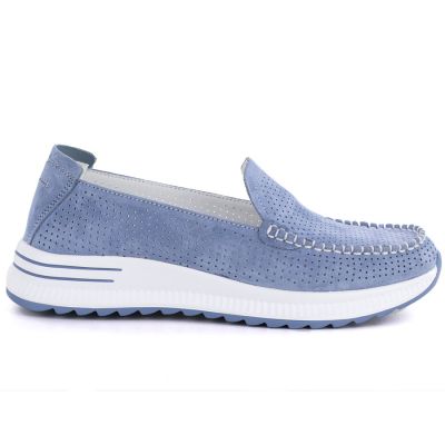 2. Leather moccasins with a thick sole, openwork, blue Jezzi 9793