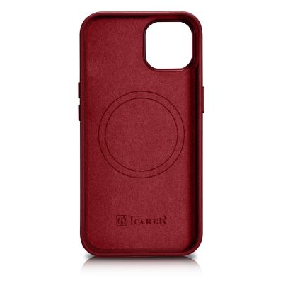 3. iCarer Case Leather case cover made of natural leather for iPhone 14 Plus red (compatible with MagSafe)