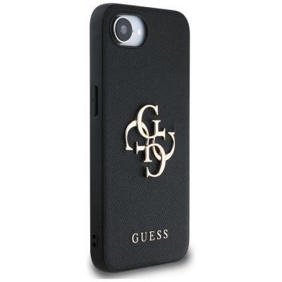 4. Guess PU Grained 4G Metal Logo case for iPhone 16e - black