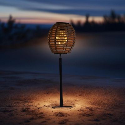 7. PROGARDEN BROWN RATTAN SOLAR BALL LAMP