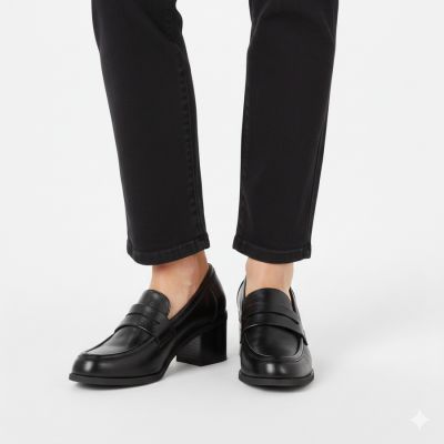 6. Women's black high-heeled lords shoes M.Daszyński MR2201D-3A