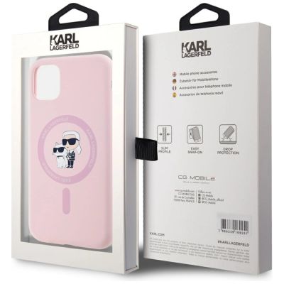 8. Karl Lagerfeld Silicone Karl&Choupette MagSafe iPhone 11 Case - Pink