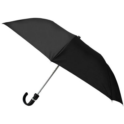 2. Compact semi-automatic umbrella with curved handle, black SEMI LINE