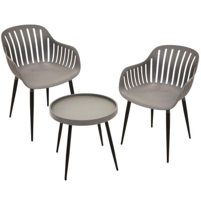 BALCONY FURNITURE SET TABLE AND 2 ANTHRACITE CHAIRS