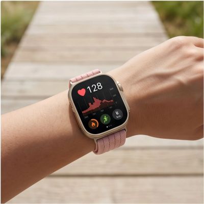 4. Tech-Protect Nylon Strap for Huawei Watch Fit 3 / 4 / 4 Pro / 5 / 5 Pro - Pink