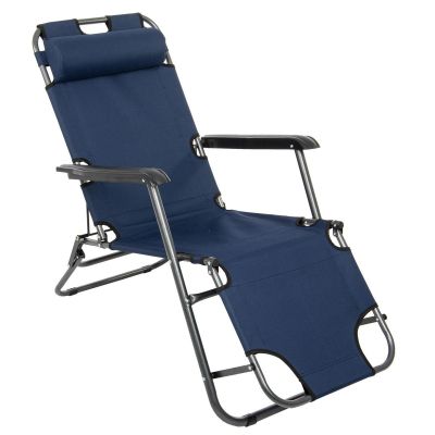 11. MULTIPLE-POSITION LEVEL CHAIR WITH HEADREST, NAVY BLUE