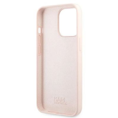 7. Karl Lagerfeld Silicone Ikonik Karl&Choupette MagSafe Case for iPhone 13 Pro Max - Light Pink