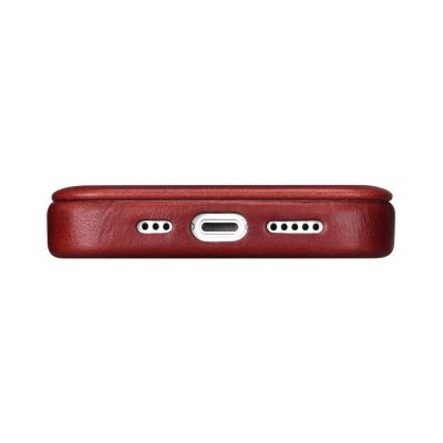 12. iCarer CE Oil Wax Premium Leather Folio Case iPhone 14 Plus Magnetic Flip Leather Folio Case MagSafe Red (AKI14220707-RD)