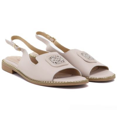 3. Women's leather flat nude sandals S.Barski 61-6018
