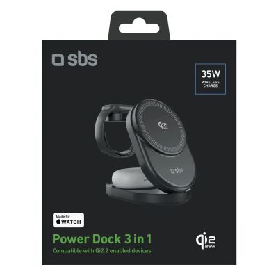 2. SBS Qi2.2 25W Inductive 3-in-1 Foldable Charging Station with MFI Certificate - Black