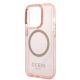 6. Guess GUHMP14LHTCMP iPhone 14 Pro 6.1" pink/pink hard case Gold Outline Translucent MagSafe