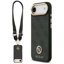 Guess 4G Strass Logo & Big Strap Metal Buttons MagSafe Case for iPhone Air - Black