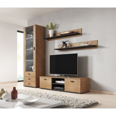 11. Shelf 125cm (2 pcs) SOHO lefkas oak + black