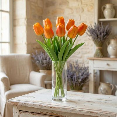 15. ORANGE TULIP 31CM LIFE-LIKE SPRING DECORATION