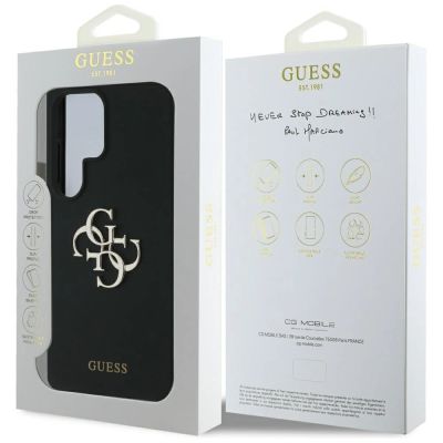 8. Guess Silicone Big 4G Logo Bottom Script case for Samsung Galaxy S25 Ultra - black