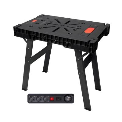 AWTOOLS FOLDABLE WORKBENCH QUICK ASSEMBLY WITH POWER STRIP