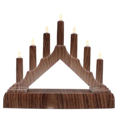4. ADVENT CANDLE HOLDER 15.5x3.2x13.5CM 7 LED BATTERY-POWERED MAPLE