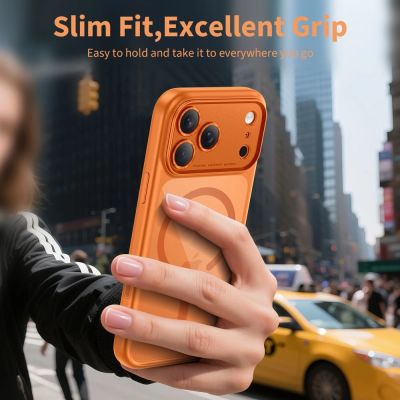 5. Tech-Protect Magpeak Magsafe CC Case for iPhone 17 Pro - Transparent Orange